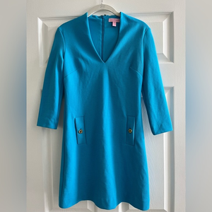 Lilly Pulitzer Ariel Blue Charlena 3/4 Sleeve Dress Size‎ XXS
